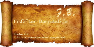 Fráter Barnabás névjegykártya